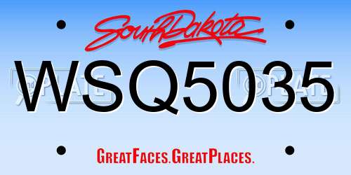 WSQ5035 South Dakota License Plate