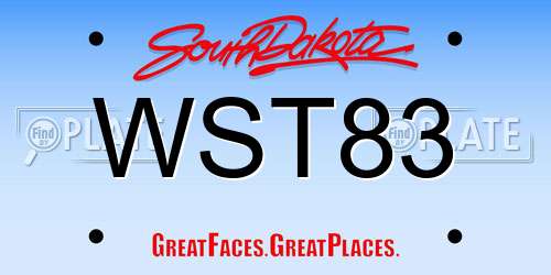 WST83 South Dakota License Plate