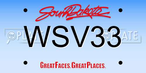 WSV33 South Dakota License Plate