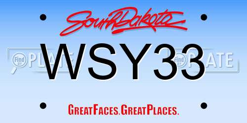 WSY33 South Dakota License Plate