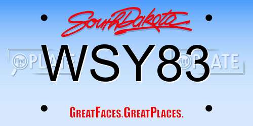 WSY83 South Dakota License Plate