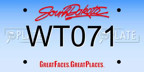 WT071 South Dakota License Plate