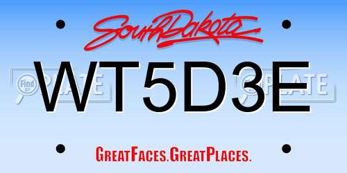 WT5D3E South Dakota License Plate