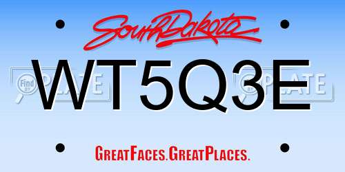 WT5Q3E South Dakota License Plate