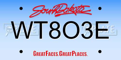 WT8O3E South Dakota License Plate