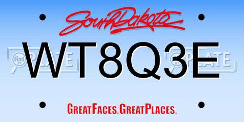 WT8Q3E South Dakota License Plate