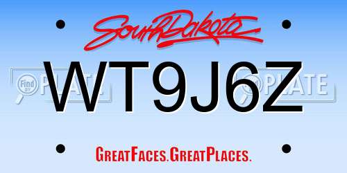 WT9J6Z South Dakota License Plate