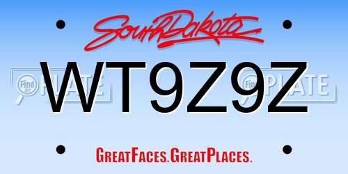 WT9Z9Z South Dakota License Plate