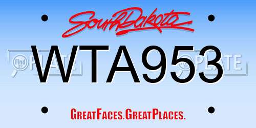 WTA953 South Dakota License Plate
