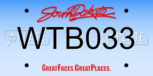 WTB033 South Dakota License Plate