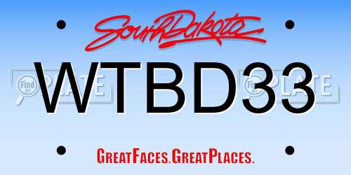 WTBD33 South Dakota License Plate
