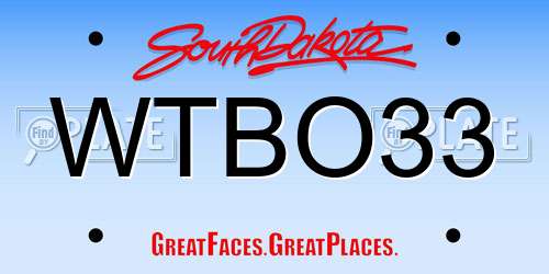 WTBO33 South Dakota License Plate
