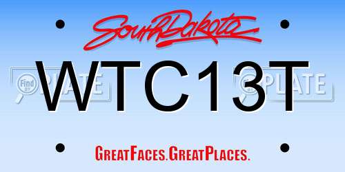 WTC13T South Dakota License Plate