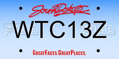 WTC13Z South Dakota License Plate
