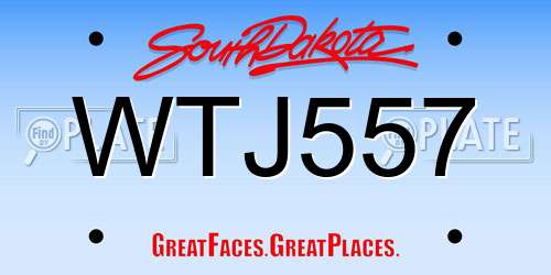 WTJ557 South Dakota License Plate