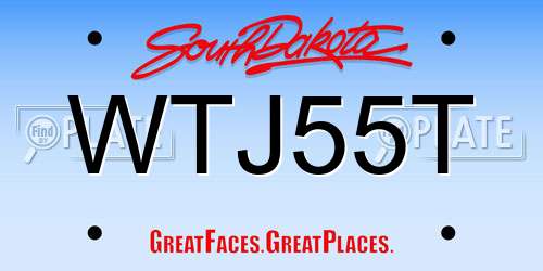 WTJ55T South Dakota License Plate