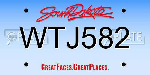 WTJ582 South Dakota License Plate