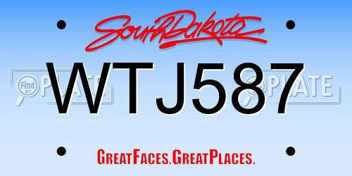 WTJ587 South Dakota License Plate