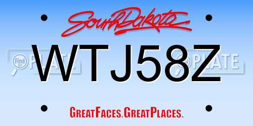 WTJ58Z South Dakota License Plate