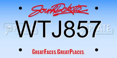 WTJ857 South Dakota License Plate