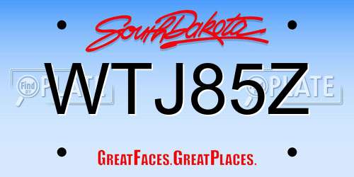 WTJ85Z South Dakota License Plate
