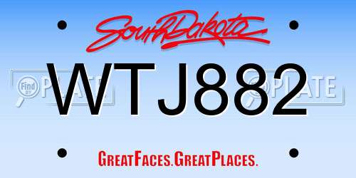 WTJ882 South Dakota License Plate
