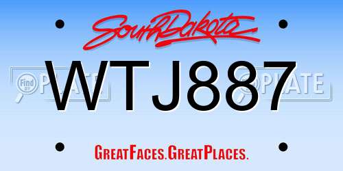 WTJ887 South Dakota License Plate