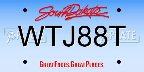 WTJ88T South Dakota License Plate