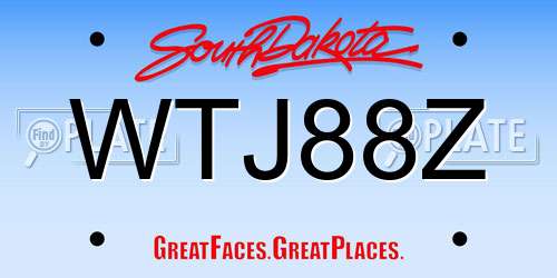 WTJ88Z South Dakota License Plate
