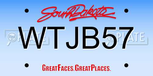 WTJB57 South Dakota License Plate