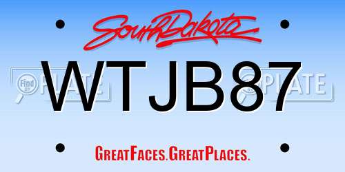 WTJB87 South Dakota License Plate
