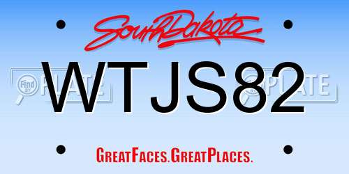 WTJS82 South Dakota License Plate