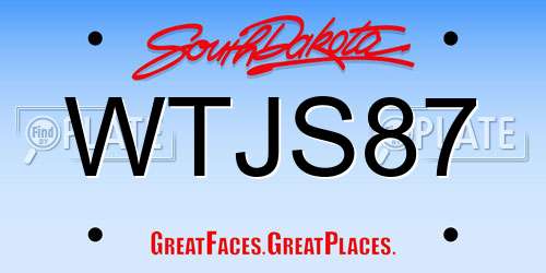 WTJS87 South Dakota License Plate