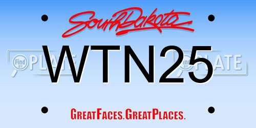 WTN25 South Dakota License Plate