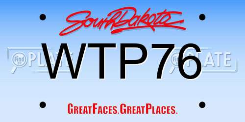 WTP76 South Dakota License Plate