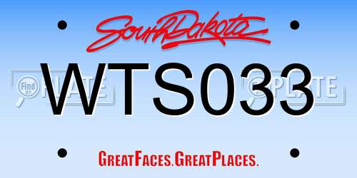WTS033 South Dakota License Plate