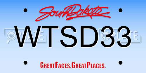 WTSD33 South Dakota License Plate