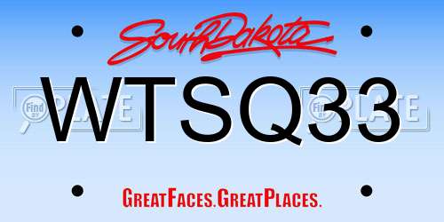 WTSQ33 South Dakota License Plate
