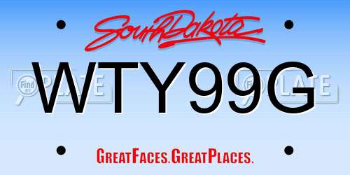 WTY99G South Dakota License Plate