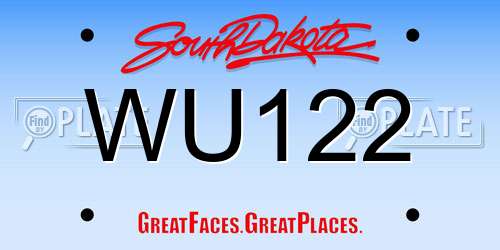WU122 South Dakota License Plate