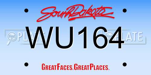 WU164 South Dakota License Plate