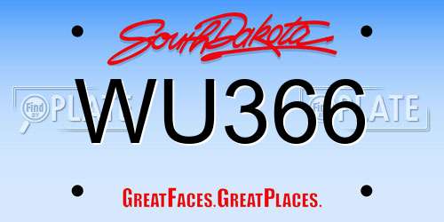 WU366 South Dakota License Plate