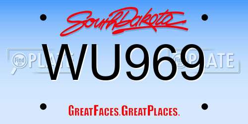WU969 South Dakota License Plate
