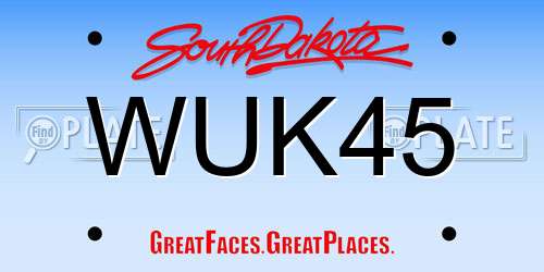 WUK45 South Dakota License Plate