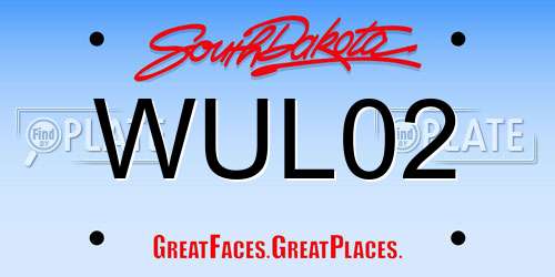 WUL02 South Dakota License Plate
