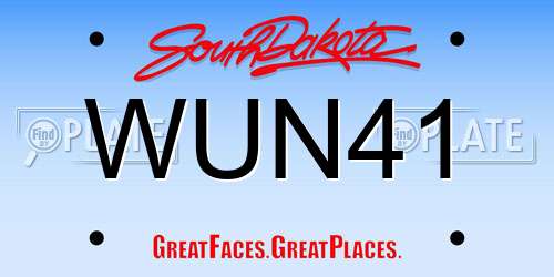 WUN41 South Dakota License Plate