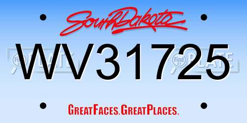 WV31725 South Dakota License Plate