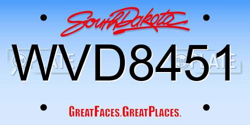 WVD8451 South Dakota License Plate