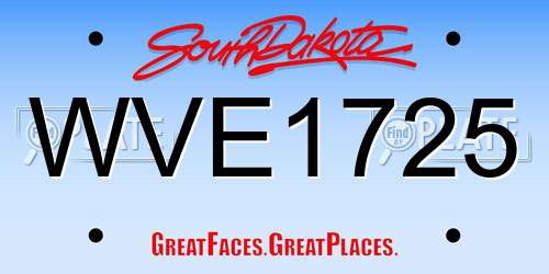 WVE1725 South Dakota License Plate