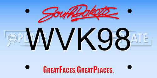 WVK98 South Dakota License Plate